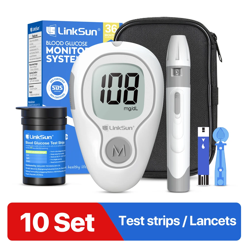 Blood Glucose Meter G-425-3 Diabetes Testing Kit Diabetes Machine Blood Sugar Meter Glucometer Test Strips Lancet 5S Get Results