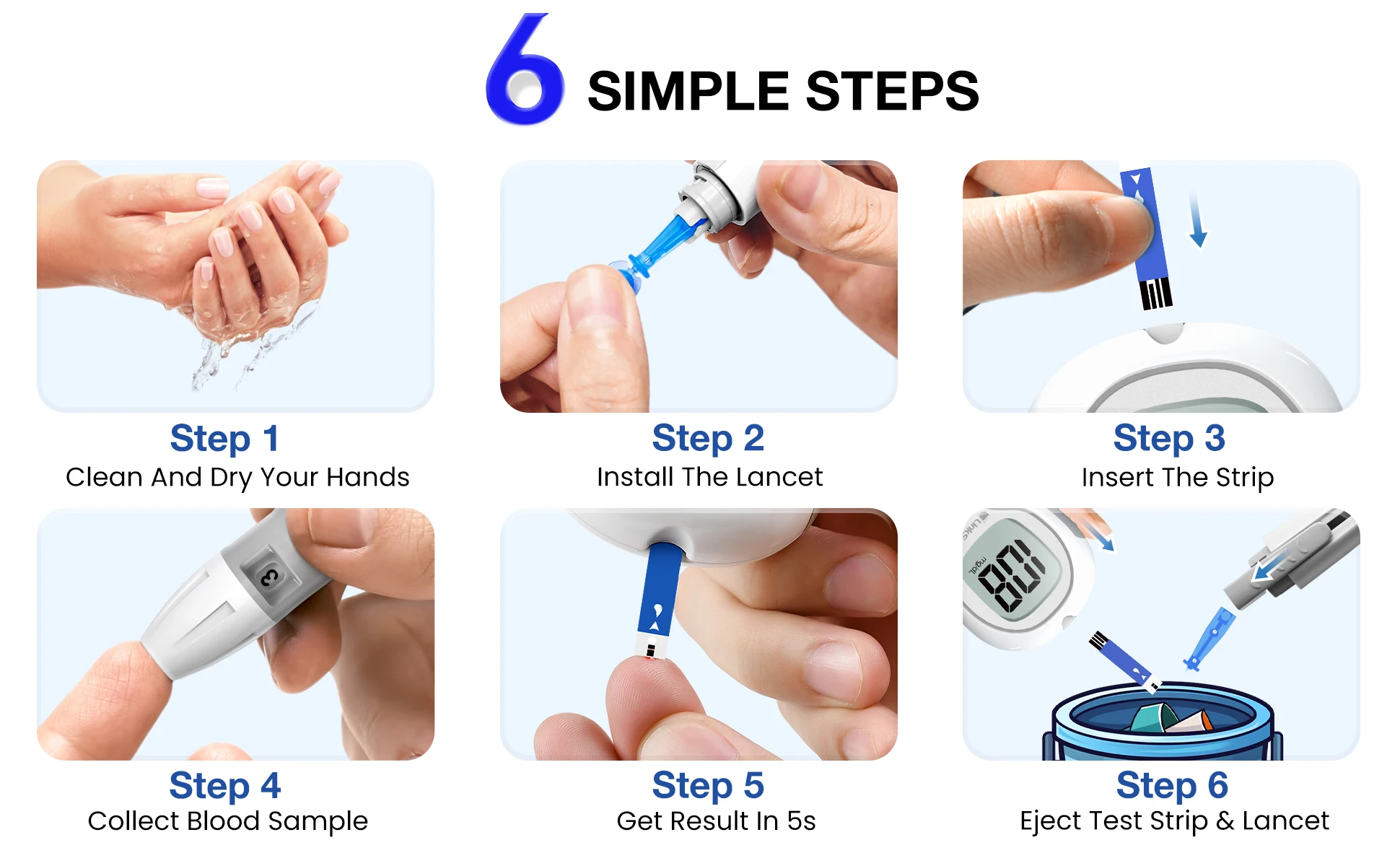 Blood Glucose Meter G-425-3 Diabetes Testing Kit Diabetes Machine Blood Sugar Meter Glucometer Test Strips Lancet 5S Get Results