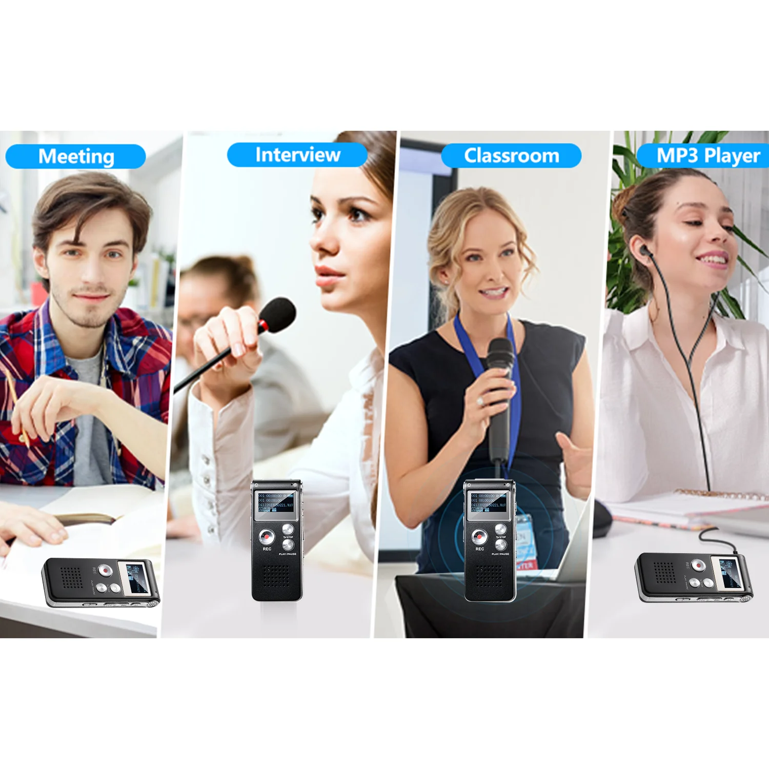 Digital Voice Recorder Voice Activated Recorder Mini Voice Recorder Upgraded Small Audio Recorder with MP3&USB for Lectures