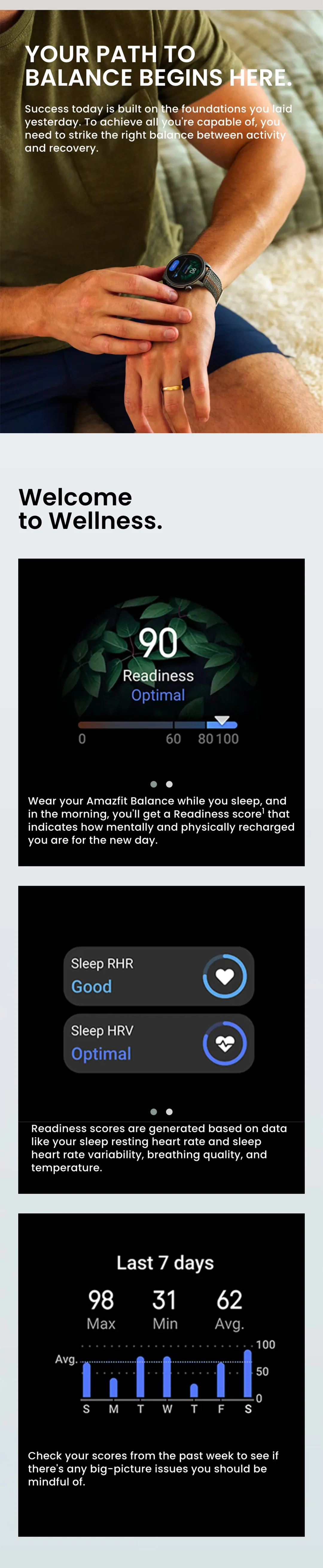 Amazfit Balance 46mm Smart Watch Sleep Coach Dual-Band GPS 150+ Sports Modes Smart Watch Readiness For Android IOS Phone