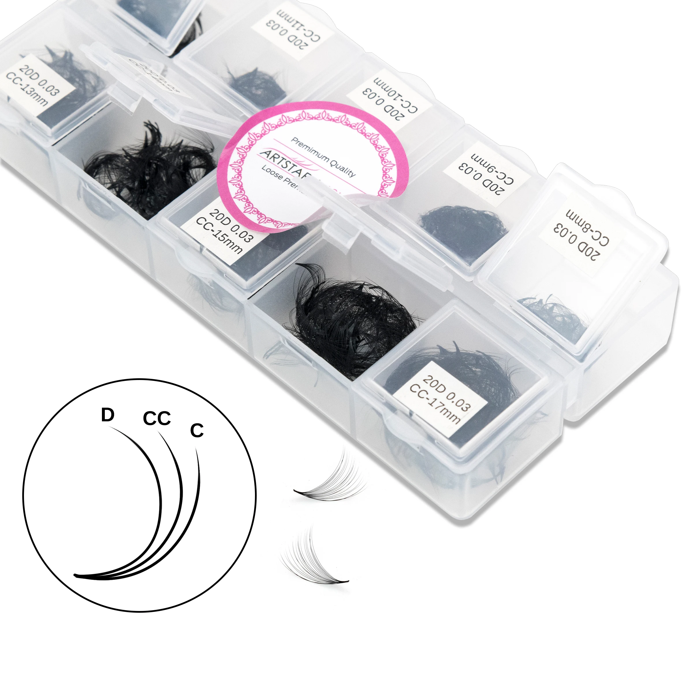 ARTSTAR Lashes 10D 12D 14D 16D 20D 1000Fans Mix8-17mm Premade Volume Fans Eyelashes C D CC Curl Pointy Base Lash Extensions