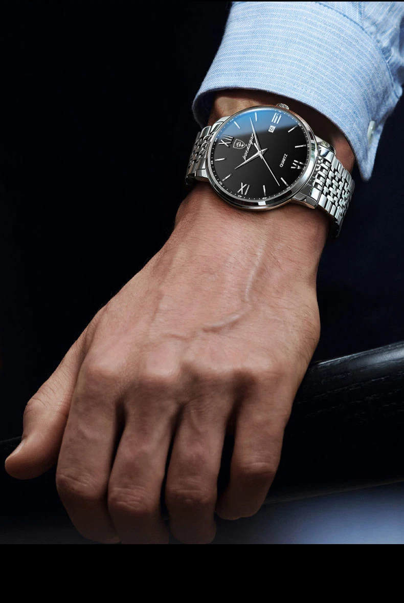 POEDAGAR Luxury Sports Men's Wristwatch Stainless Steel Waterproof Date Man Watch High Quality Casual Fashion Quartz Men Watches