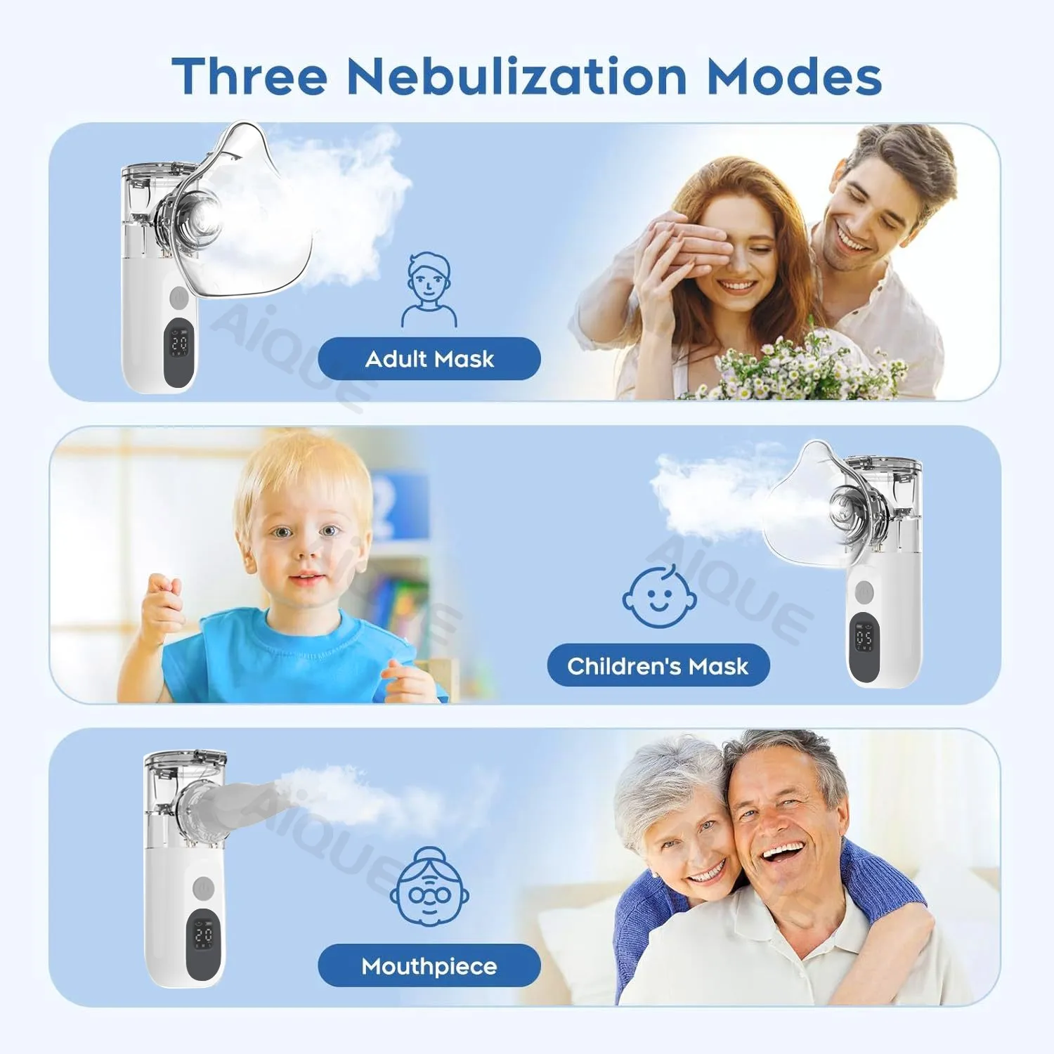 JUSTLANG Rechargeable Nebulizer Adjustable LED Display Medical Silent Ultrasonic Inhaler Mobile Steam Device Adult Child Medical
