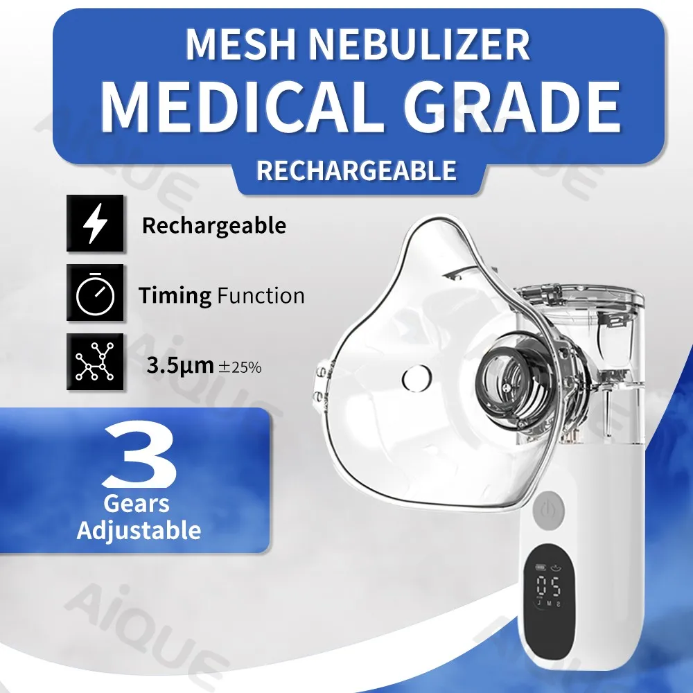 JUSTLANG Rechargeable Nebulizer Adjustable LED Display Medical Silent Ultrasonic Inhaler Mobile Steam Device Adult Child Medical