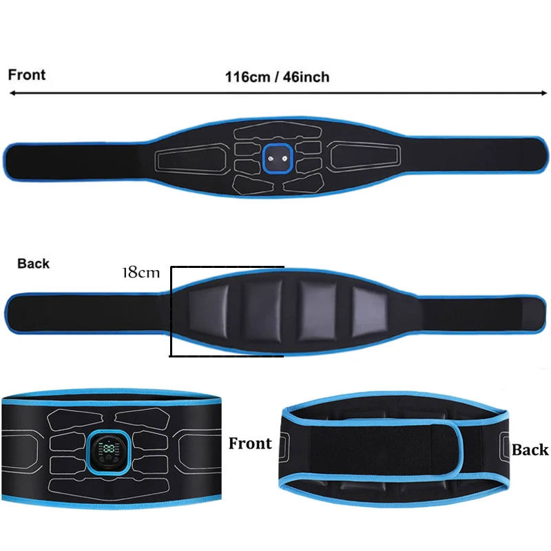 Waist Abdominal Massager Massage Belt Muscle Toner Abdominal Toning Belts USB Recharge Home Gym Fitness Massage Equiment
