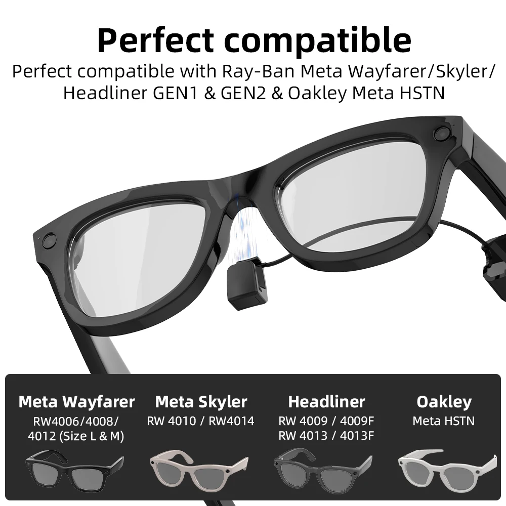 HIBLOKS Ray-Ban Meta Wayfarer Glasses Fast Charging Cable Charger For RW4006/RW4008/RW4012/RW4010/RW4014 Portable Safe Type C