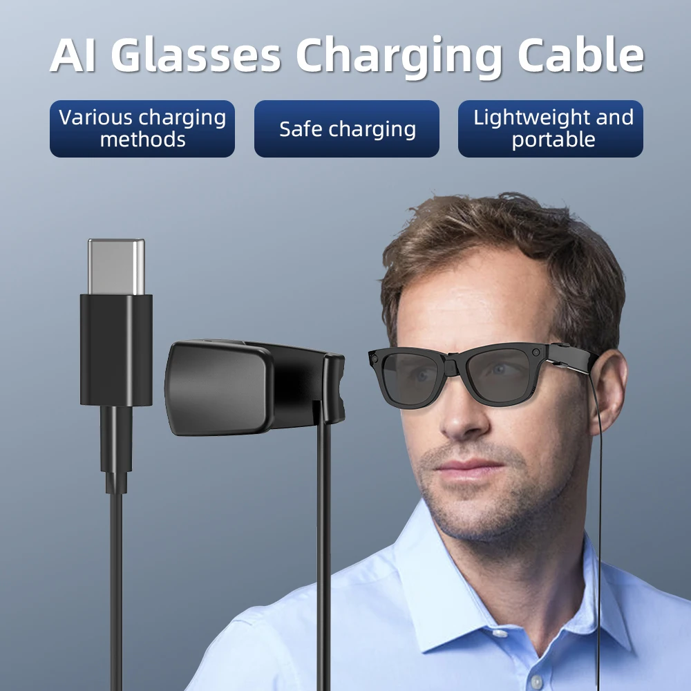 HIBLOKS Ray-Ban Meta Wayfarer Glasses Fast Charging Cable Charger For RW4006/RW4008/RW4012/RW4010/RW4014 Portable Safe Type C