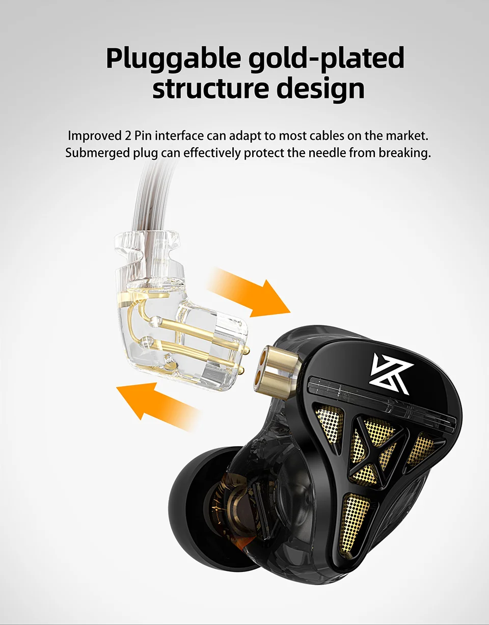 KZ DQS Metal Wired Earphones In Ear Monitor Earbuds Headset HiFi Sport Game Music Headphones With Microphone Detachable Cable