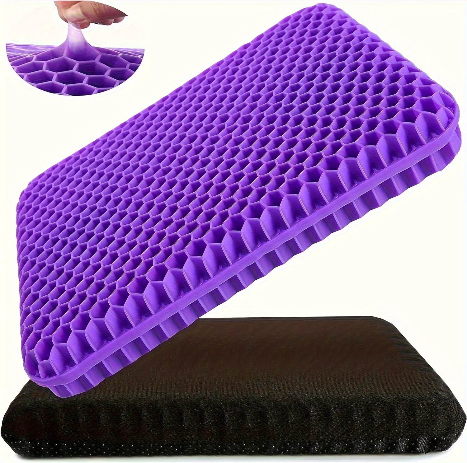 1pc Thickened Honeycomb Design Gel Seat Cushion,Breathable, Non-slip, Plush Cover, Suitable for Office Chairs, Cars, Wheelchairs
