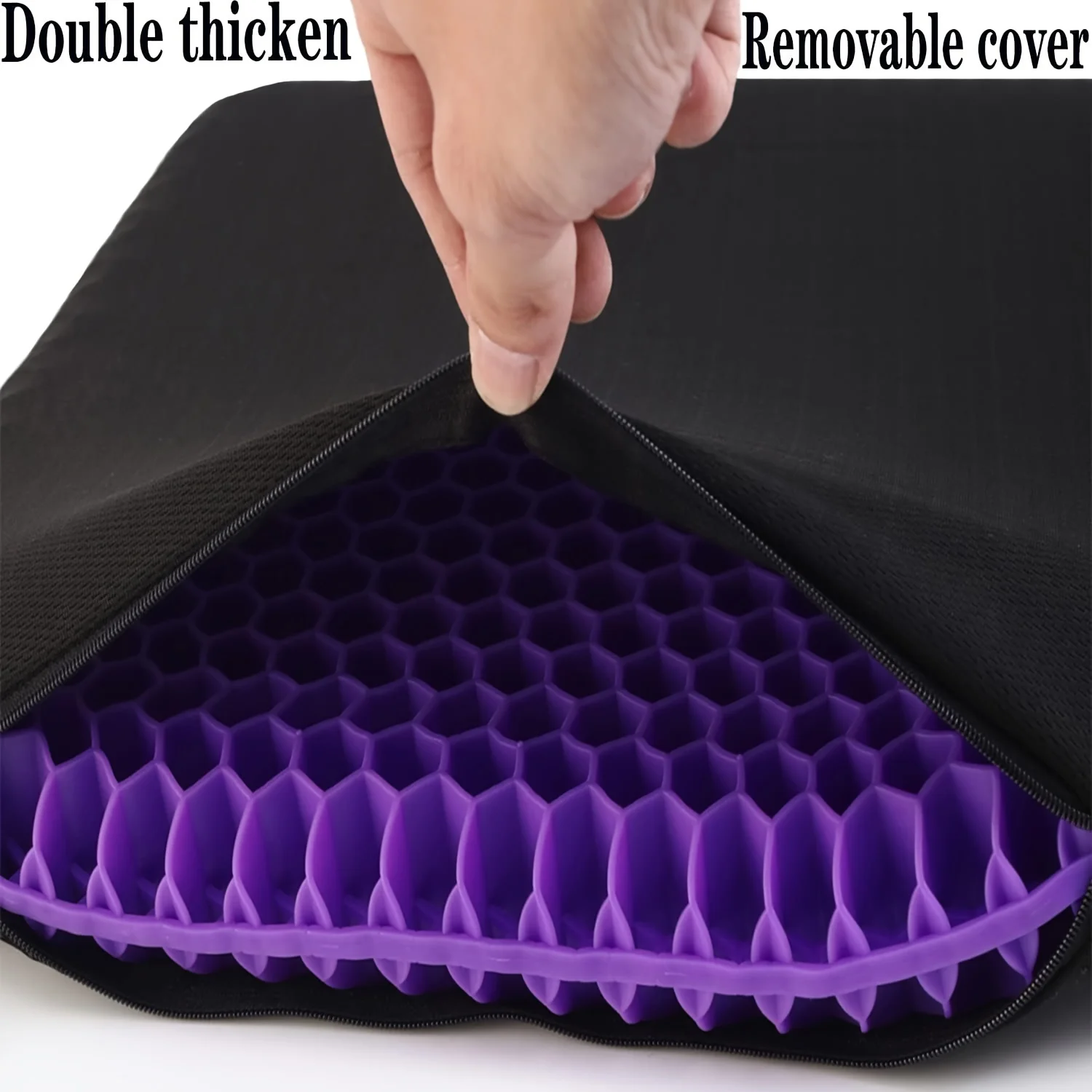 1pc Thickened Honeycomb Design Gel Seat Cushion,Breathable, Non-slip, Plush Cover, Suitable for Office Chairs, Cars, Wheelchairs