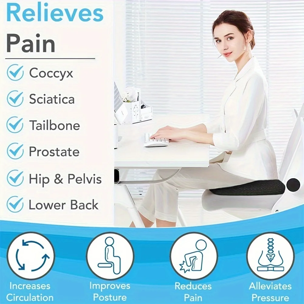 1pc Thickened Honeycomb Design Gel Seat Cushion,Breathable, Non-slip, Plush Cover, Suitable for Office Chairs, Cars, Wheelchairs