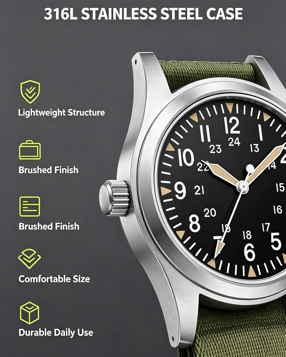 MILITREK 2025 New Military 37mm VH31 Men's Quartz Watch AR Sapphire Stainless Steel Waterproof 10Bar Luminous C3 Reloj Hombre
