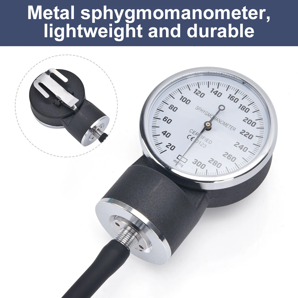 JUSTLANG Manual Blood Pressure Monitor BP Upper Arm Sphygmomanometer Aneroid Baumanometer Stethoscope with Zipper Bag for Adult
