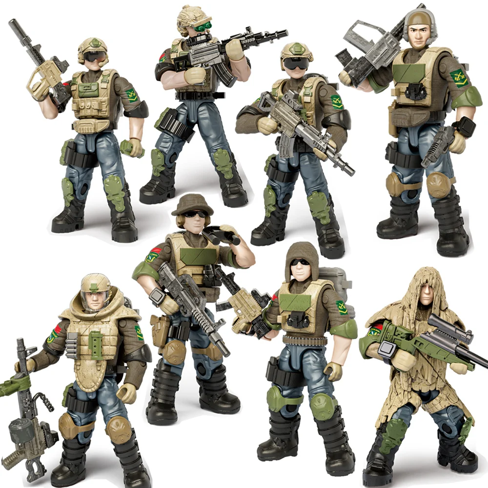 Military Army Soldiers World War SWAT Polices Soldiers Special Forces Model Assembly Building Blocks Bricks Toys Gift 