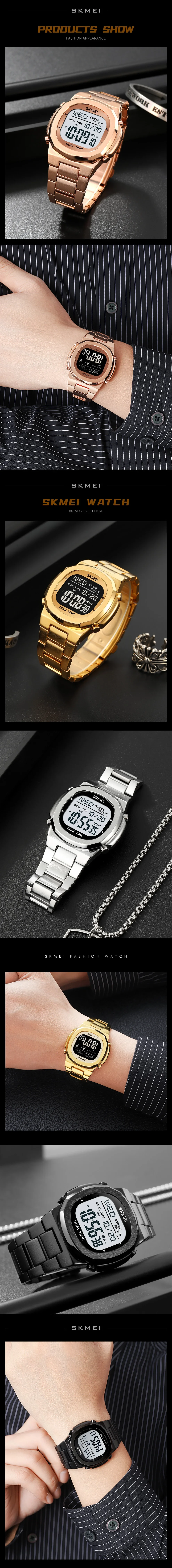 SKMEI 2004 Luxury Digital Watch for Men Sport Calendar Steel Waterproof Electronic Men Wristwatches Led Alarm Clock Reloj Hombre