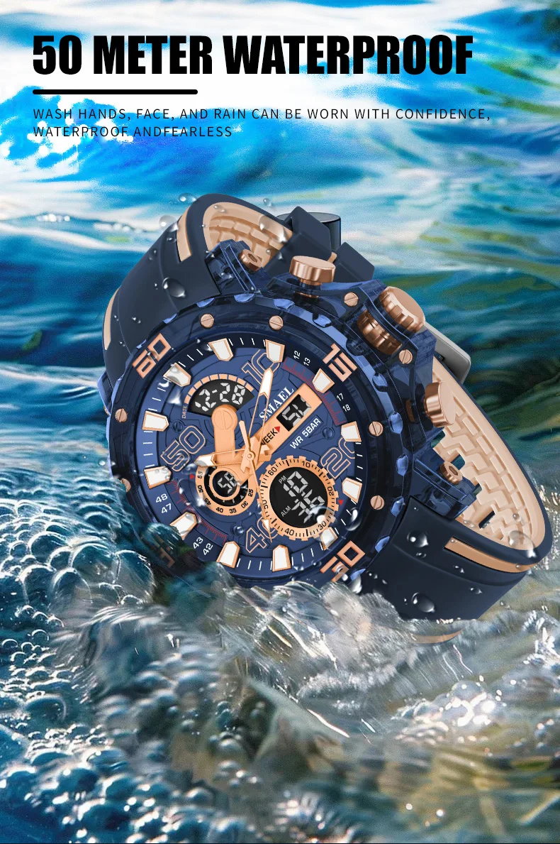 Military Watches Men Watch 2025 New 50M Waterproof Wristwatch Stopwatch Alarm LED Light Digital Watches 8136 Men's Sports Watch