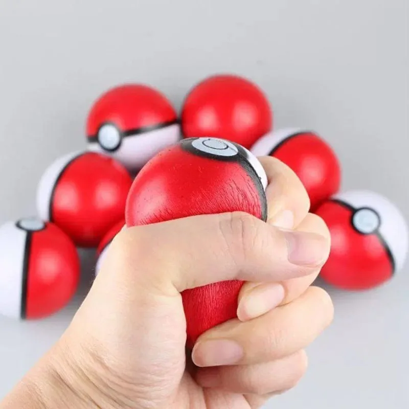 10pcs/set Cartoon Pokemon Anime Poke Ball Squeeze Toy Bouncing Ball Kawaii Poke Ball Toy