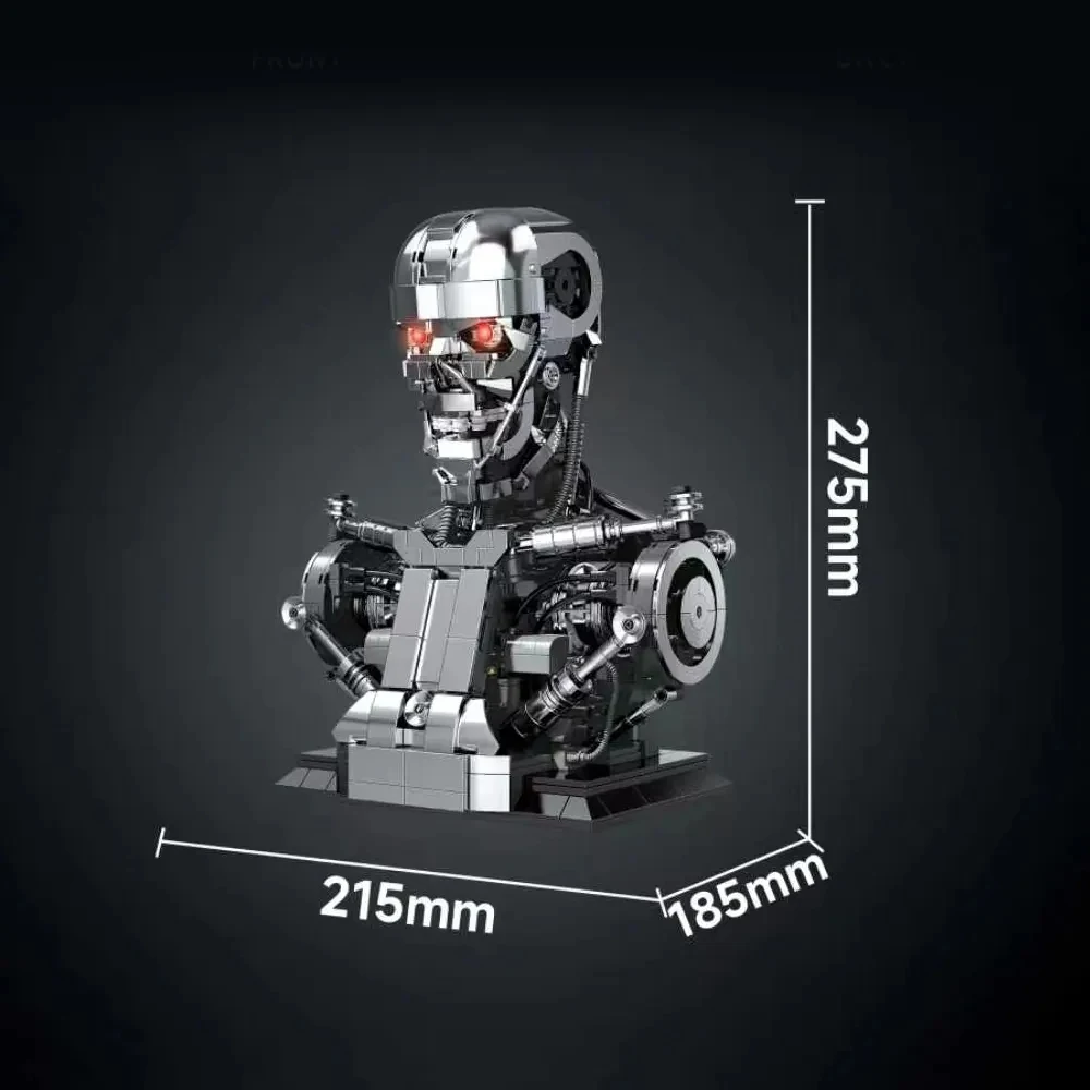 1469PCS Mecha Skull Skeleton Robot Building Blocks Movie T800 Bust Figures Model Desktop Ornament Construction Bricks Toys Gift