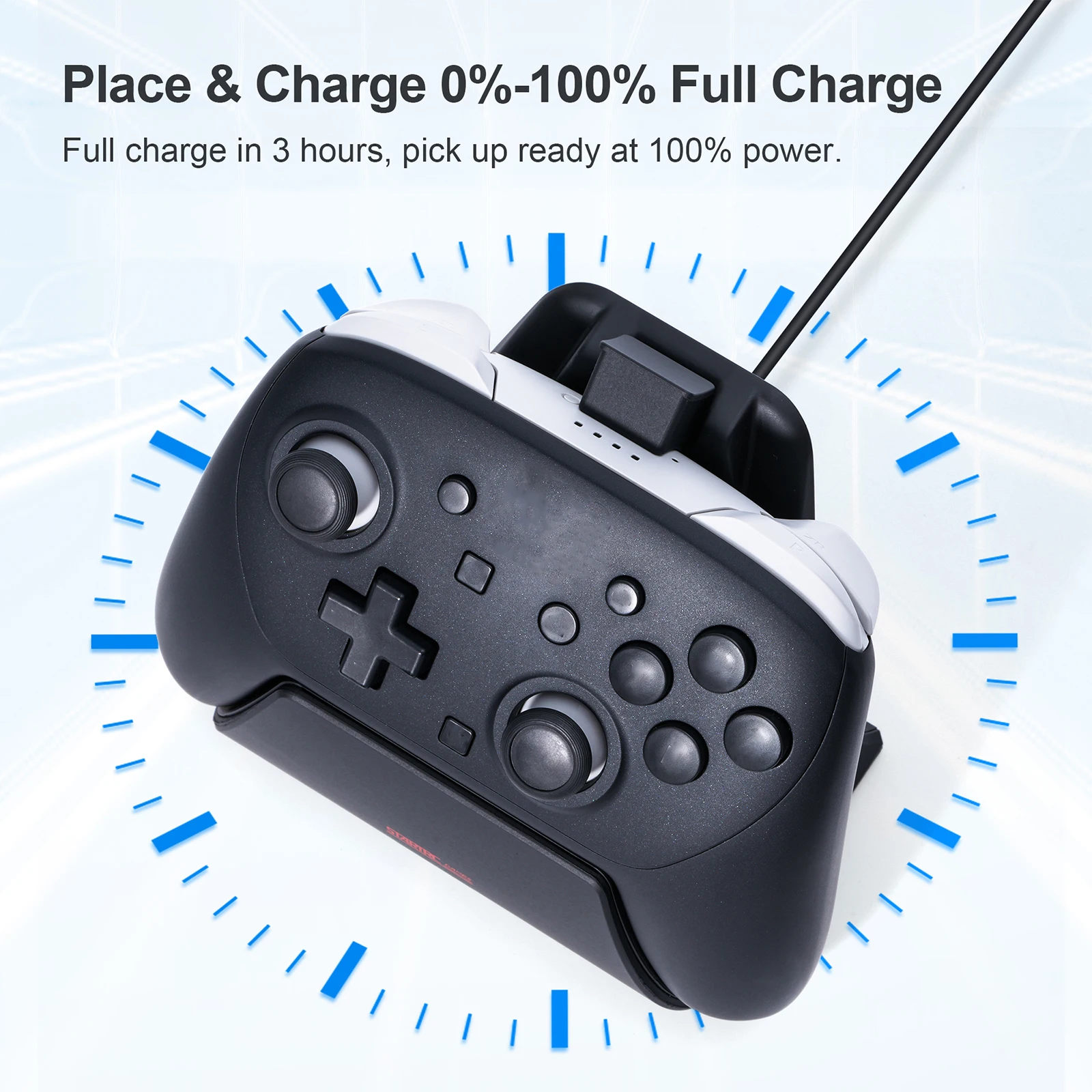 Gamepad Charger Dock Compatible for Switch 2 Pro Controller Controller Charging Dock Charging Stand W/ LED Indicator & Adapter