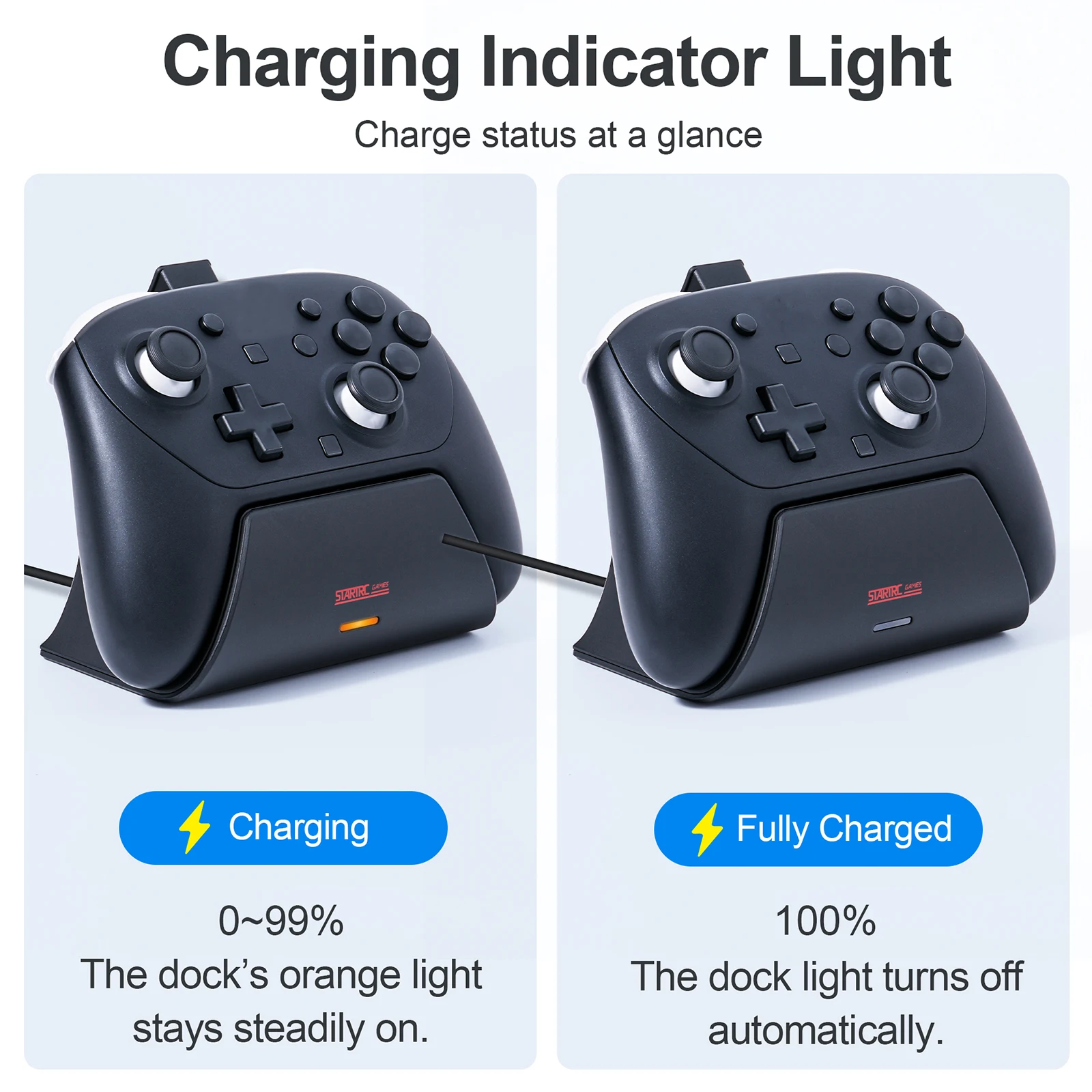 Gamepad Charger Dock Compatible for Switch 2 Pro Controller Controller Charging Dock Charging Stand W/ LED Indicator & Adapter