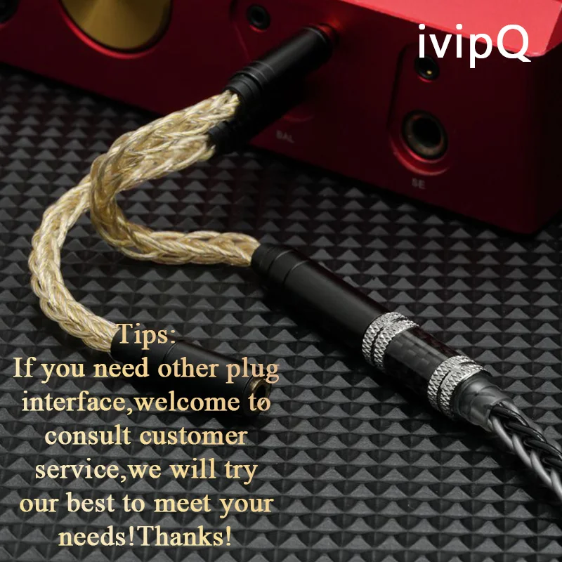 IvipQ Adapter Cable 2.5/3.5/4.4mm Male To 2.5/3.5/4.4mm Female Male to Male 8 Core Gold+Silver Balanced Audio Conversion Cable