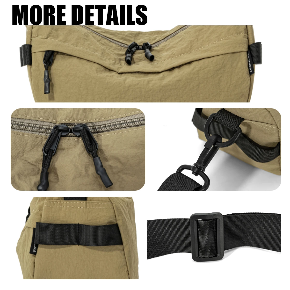 Japanese-Style Waterproof Lightweight Nylon Crossbody Small Bag, Casual Multi-Pocket Unisex Phone Bag, Trendy Small Square Bag for Hiking and Shopping