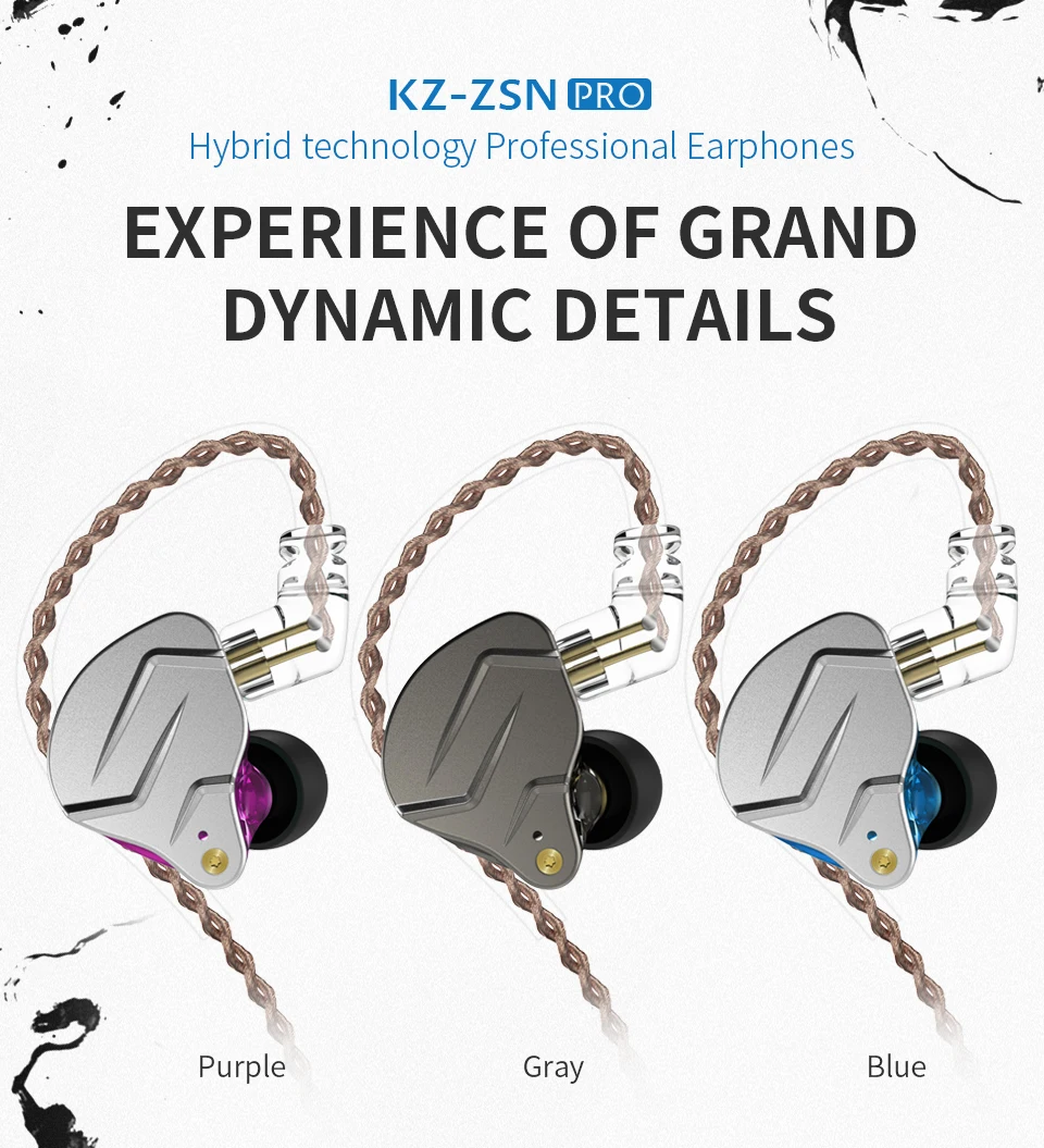 KZ ZSN Pro In Ear Earphones Hybrid technology 1BA+1DD HIFI Bass Metal Earbuds Sport Noise Cancelling Headset Monitor