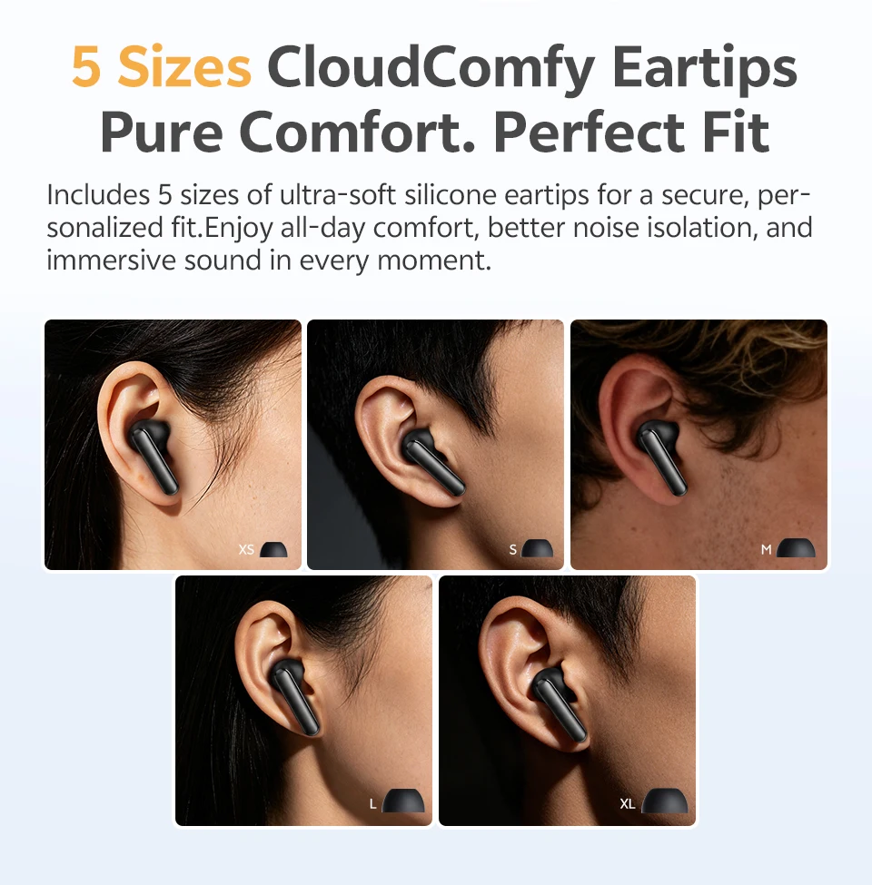 QCY HT21 Wireless Earphones Melobuds N65 -60dB AI Adaptive ANC Earbuds Bluetooth 6.0 LDAC Hi-Res Audio 8 Mics 50Hrs Headset