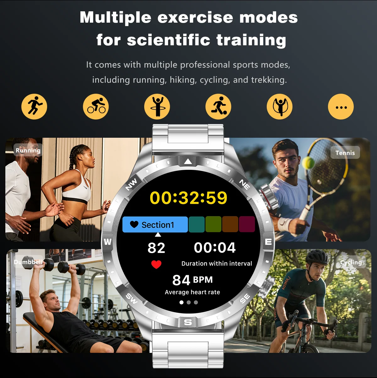 2026 New Military Grade GPS Smart Watch Dual-Band 1.7 AMOLED 10ATM Waterproof 1000mAh Large Battery Compass Altimeter Barometer