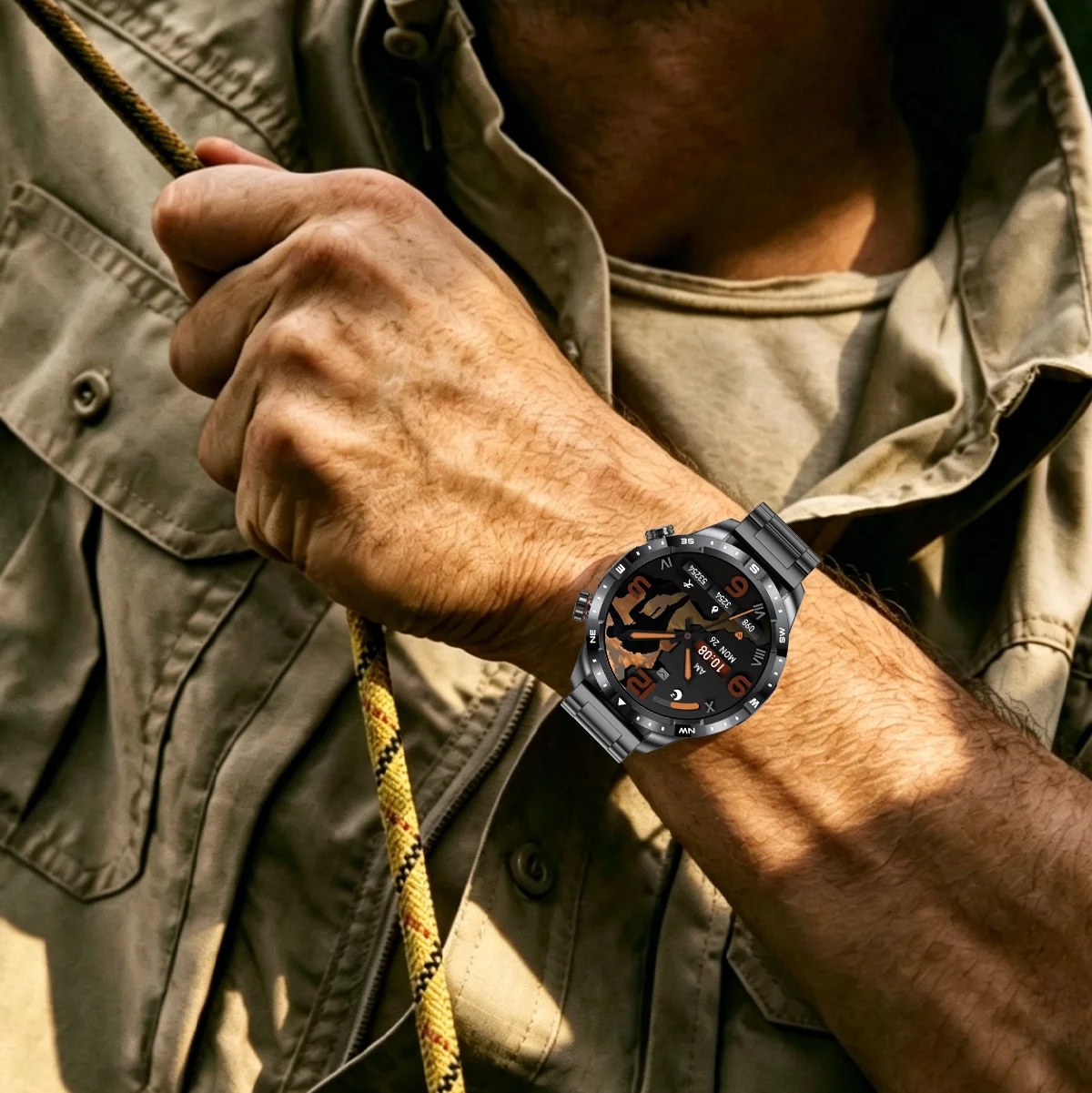 2026 New Military Grade GPS Smart Watch Dual-Band 1.7 AMOLED 10ATM Waterproof 1000mAh Large Battery Compass Altimeter Barometer