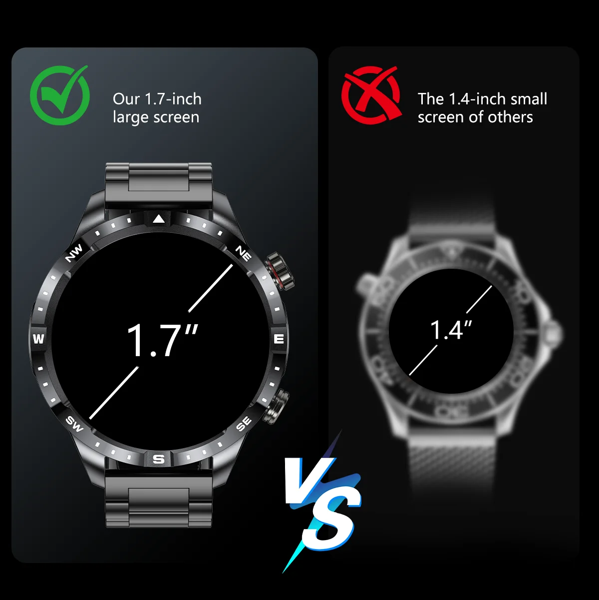 2026 New Military Grade GPS Smart Watch Dual-Band 1.7 AMOLED 10ATM Waterproof 1000mAh Large Battery Compass Altimeter Barometer