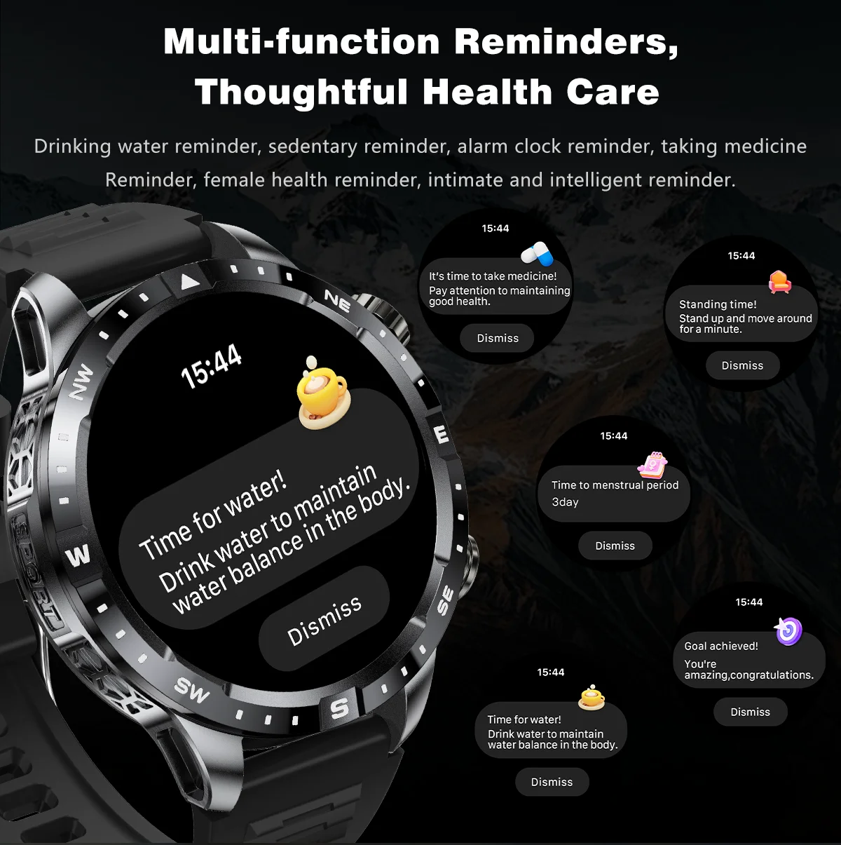 2026 New Military Grade GPS Smart Watch Dual-Band 1.7 AMOLED 10ATM Waterproof 1000mAh Large Battery Compass Altimeter Barometer