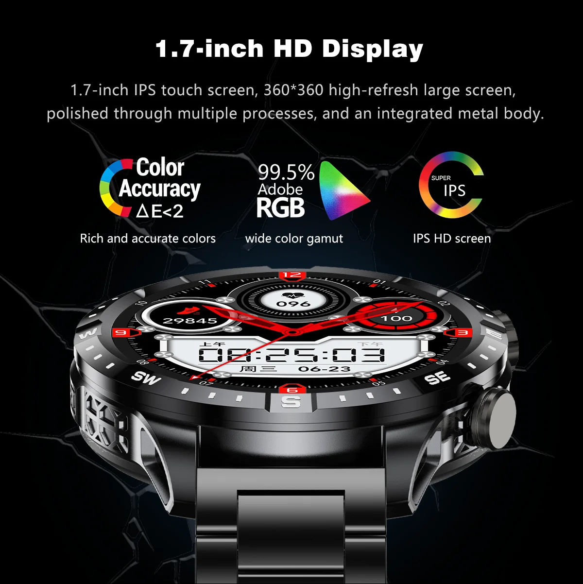 2026 New Military Grade GPS Smart Watch Dual-Band 1.7 AMOLED 10ATM Waterproof 1000mAh Large Battery Compass Altimeter Barometer