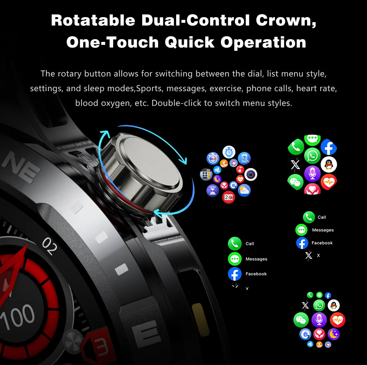 2026 New Military Grade GPS Smart Watch Dual-Band 1.7 AMOLED 10ATM Waterproof 1000mAh Large Battery Compass Altimeter Barometer