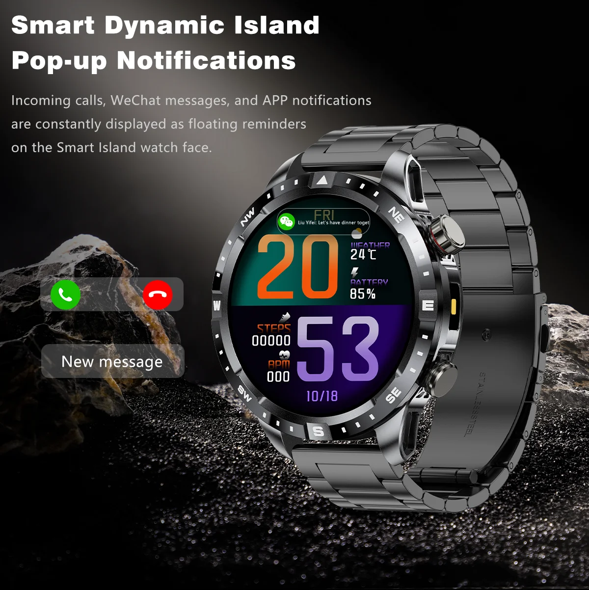 2026 New Military Grade GPS Smart Watch Dual-Band 1.7 AMOLED 10ATM Waterproof 1000mAh Large Battery Compass Altimeter Barometer