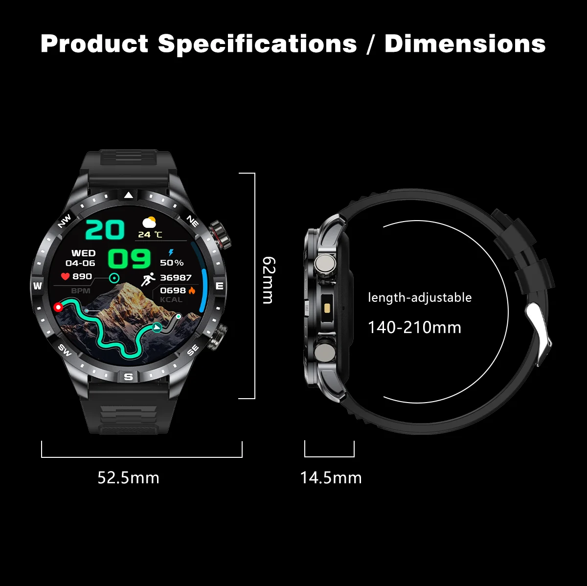 2026 New Military Grade GPS Smart Watch Dual-Band 1.7 AMOLED 10ATM Waterproof 1000mAh Large Battery Compass Altimeter Barometer