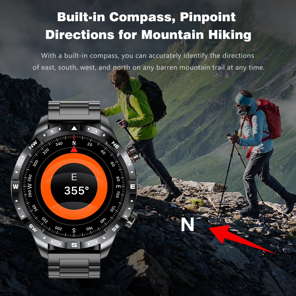 2026 New Military Grade GPS Smart Watch Dual-Band 1.7 AMOLED 10ATM Waterproof 1000mAh Large Battery Compass Altimeter Barometer