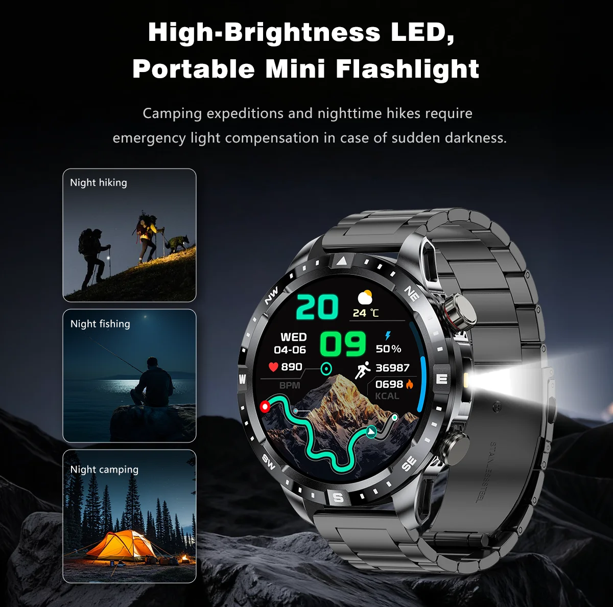 2026 New Military Grade GPS Smart Watch Dual-Band 1.7 AMOLED 10ATM Waterproof 1000mAh Large Battery Compass Altimeter Barometer