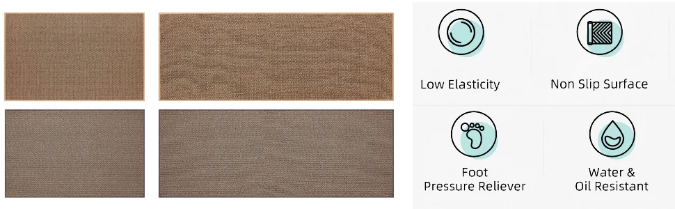 Washable Non-slip Kitchen Rug Faux Sisal Running Rug, Faux Woven Kitchen Mat Kitchen Runners With Back Made Of Natural Rubber