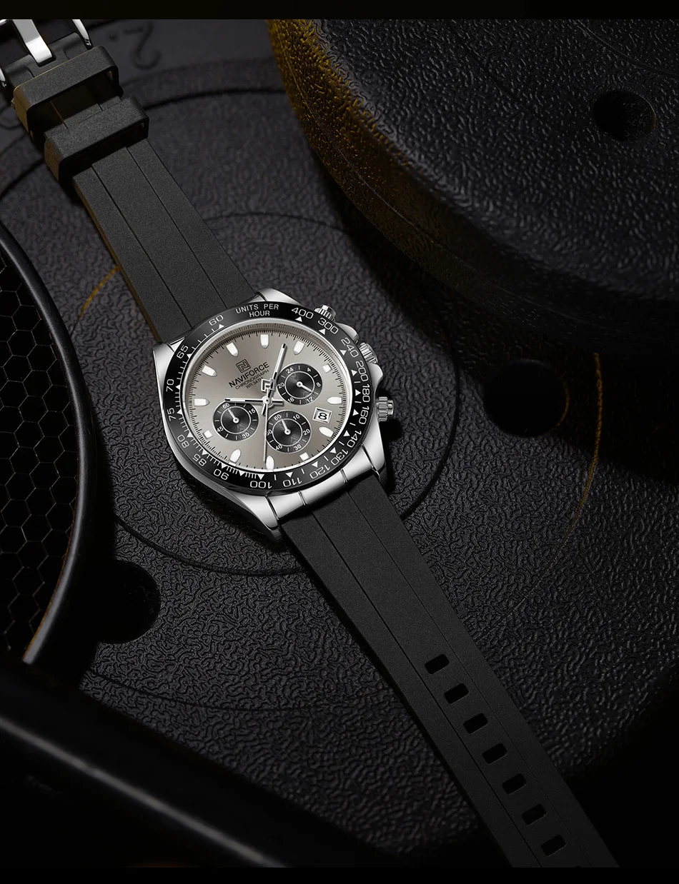 NAVIFORCE Casual Men's Watch Waterproof Sports Quartz Clock Silicone Strap Chronograph Luminous Wristwatches Relogio Masculino