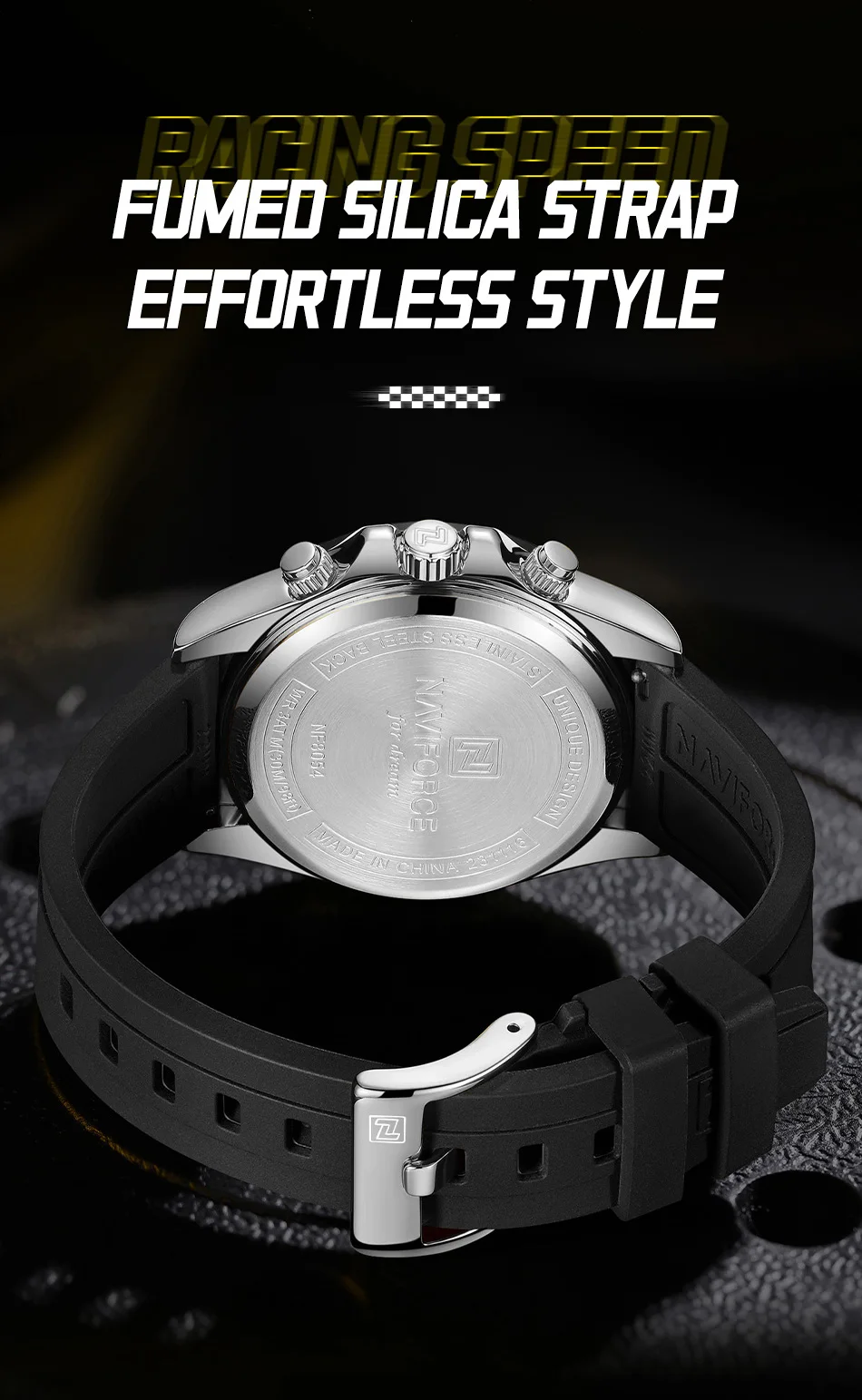 NAVIFORCE Casual Men's Watch Waterproof Sports Quartz Clock Silicone Strap Chronograph Luminous Wristwatches Relogio Masculino