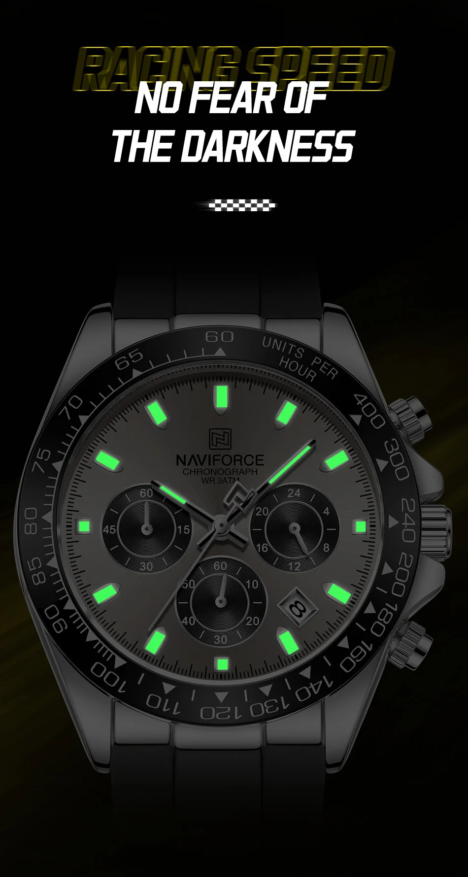 NAVIFORCE Casual Men's Watch Waterproof Sports Quartz Clock Silicone Strap Chronograph Luminous Wristwatches Relogio Masculino
