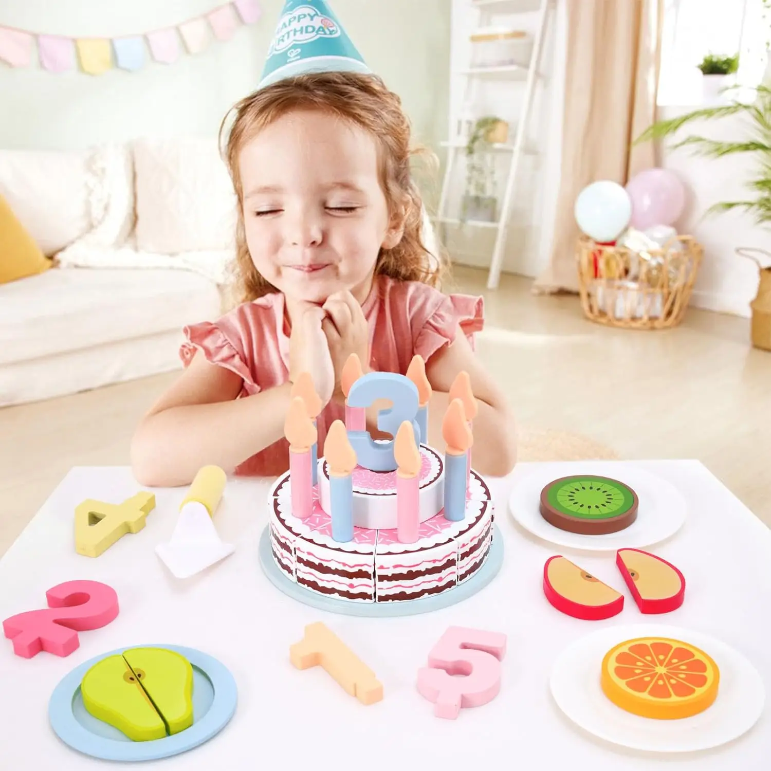 Wooden Kids Kitchen Toys Simulation Birthday Cake Toy Pretend Play Cutting Food Game Children Role Play Toy Gifts for Boy Girl