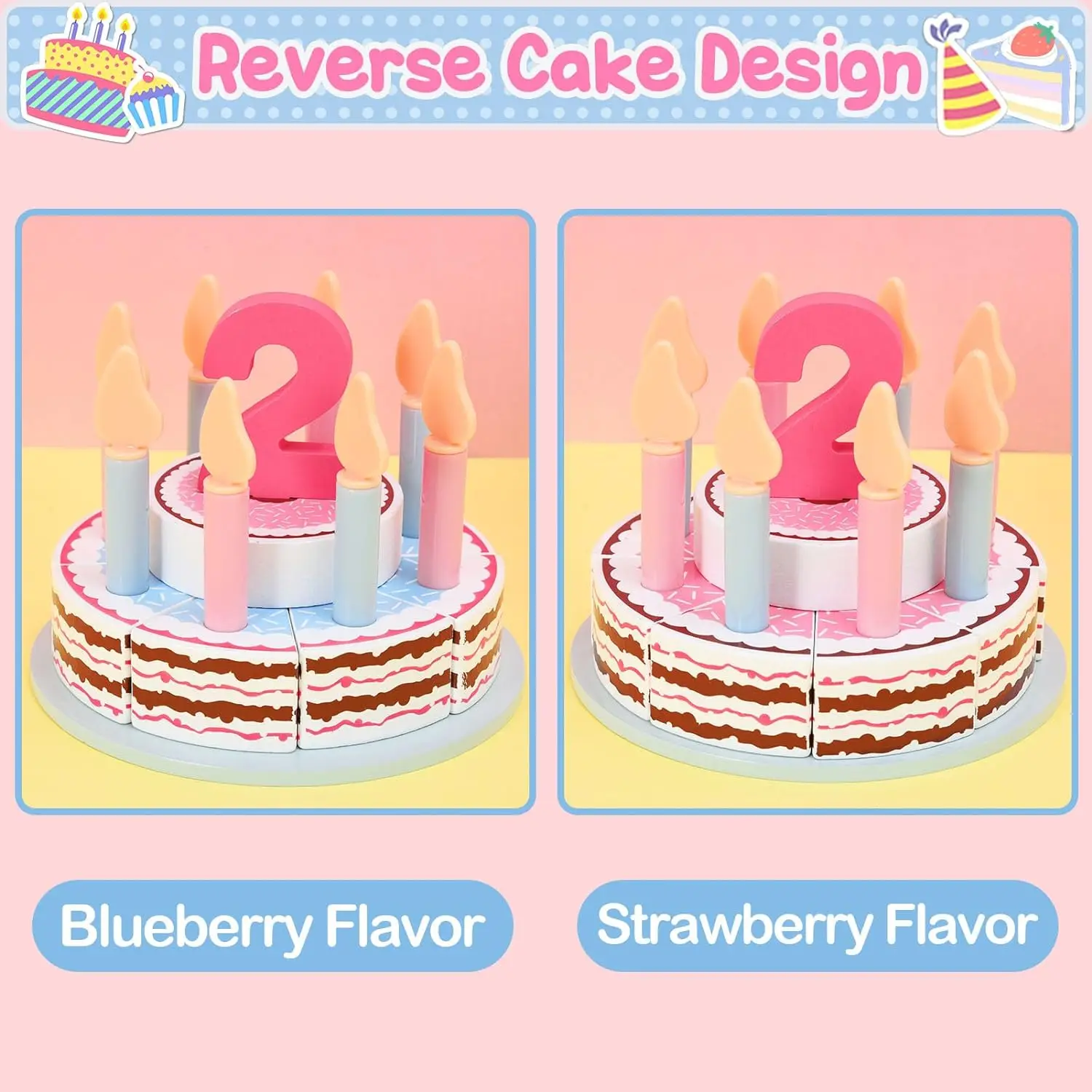 Wooden Kids Kitchen Toys Simulation Birthday Cake Toy Pretend Play Cutting Food Game Children Role Play Toy Gifts for Boy Girl