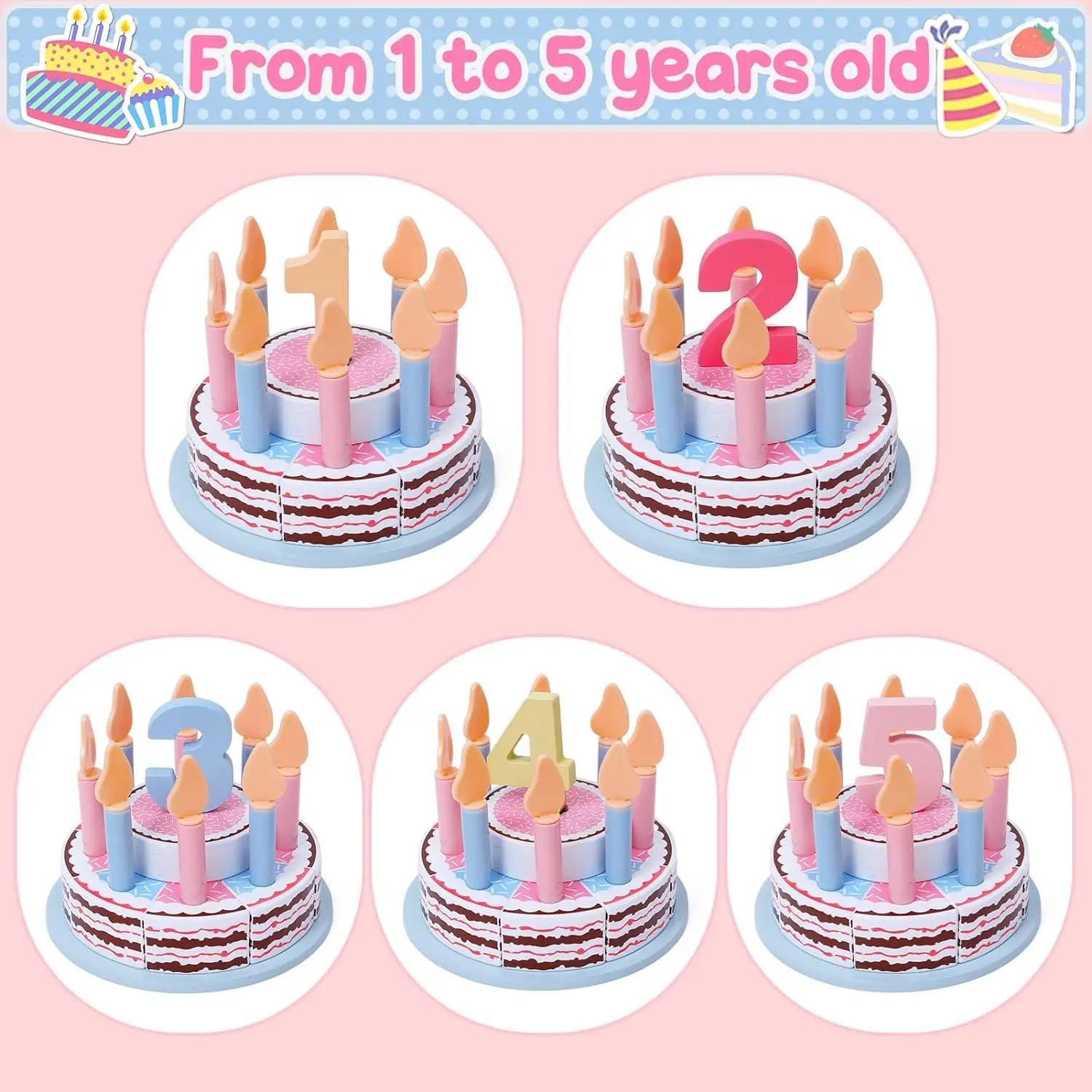 Wooden Kids Kitchen Toys Simulation Birthday Cake Toy Pretend Play Cutting Food Game Children Role Play Toy Gifts for Boy Girl
