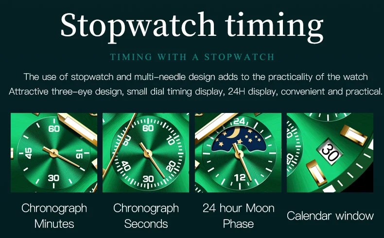 OLEVS 2870 Men's Watches Moon Phase Steel Calendar Chronograph Original Quartz Watch Big Rota Dial Luxury Sports Wristwatches