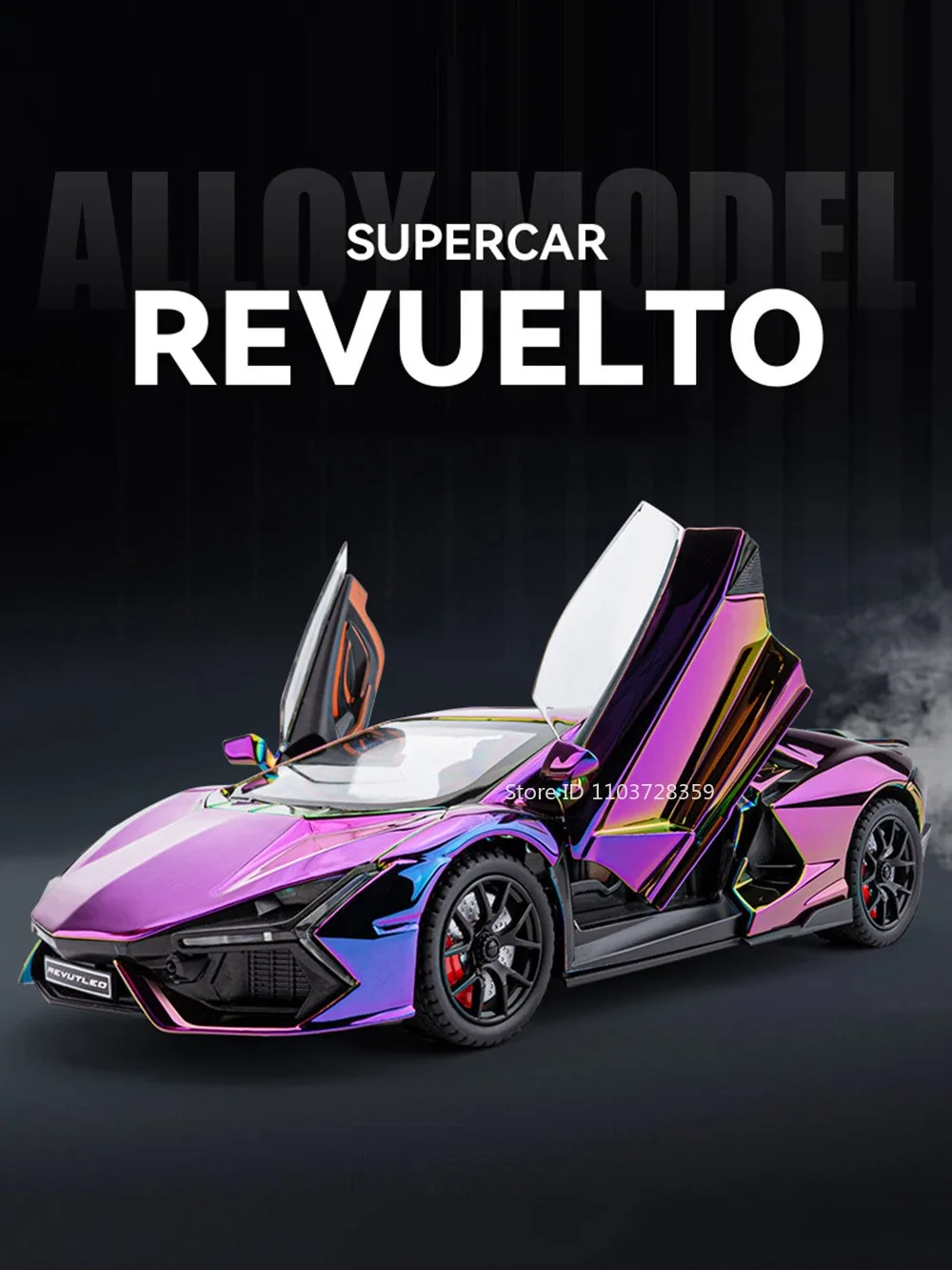 1:24 Scale REVUELTO Miniature Model Toy Sports Cars Alloy Diecast Supercars Sound Light Doors Opened Pull Back for Kids Gifts