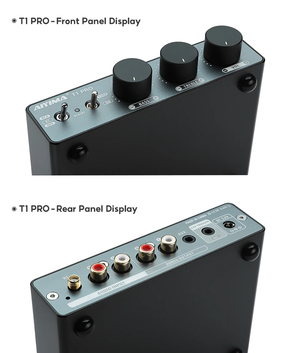AIYIMA T1 PRO Vacuum Tube Preamplifier Amplifiers Home Audio RCA Bluetooth Input Bass Treble Control HiFi Stereo AUX 12V Trigger