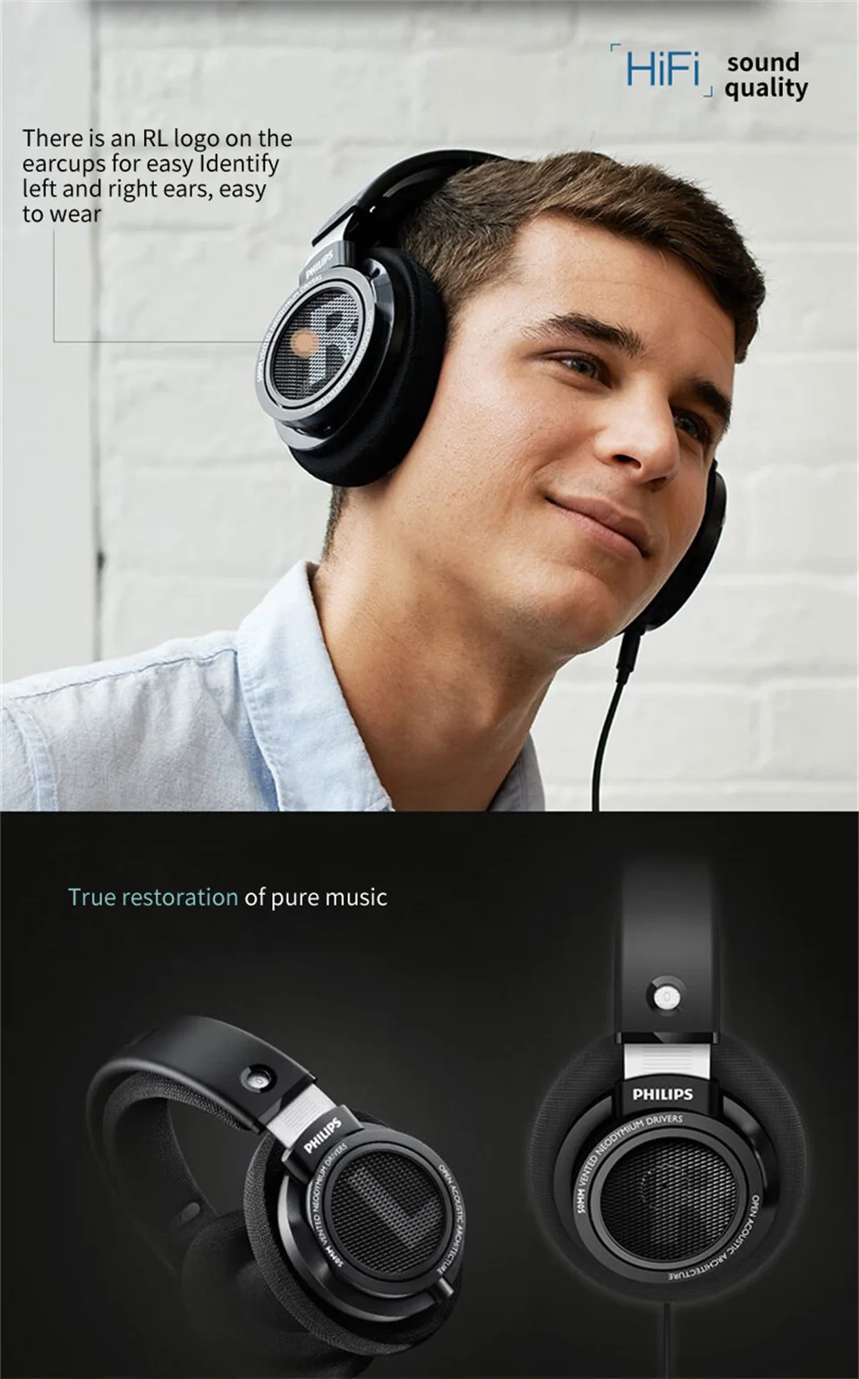 Philips Original SHP9500 Wired Headphones HiFi Stereo HD Mic Call Earphones Sports Running Headset iPhone Android Universal