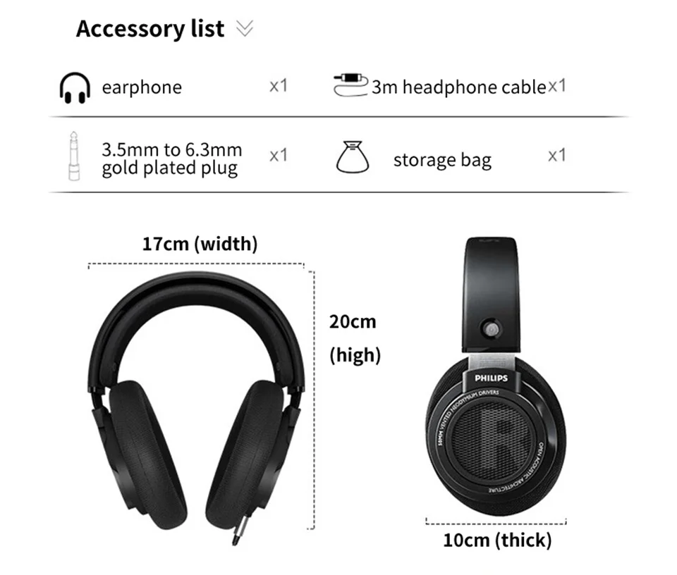 Philips Original SHP9500 Wired Headphones HiFi Stereo HD Mic Call Earphones Sports Running Headset iPhone Android Universal